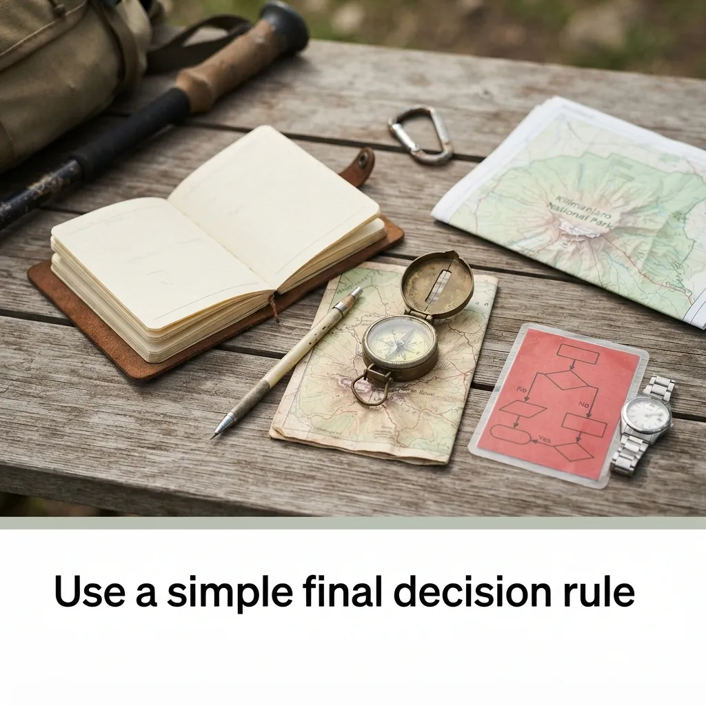 Use a simple final decision rule for how long would it take to climb kilimanjaro
